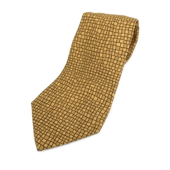 Hermes Tan Block Silk Hand Made Tie
